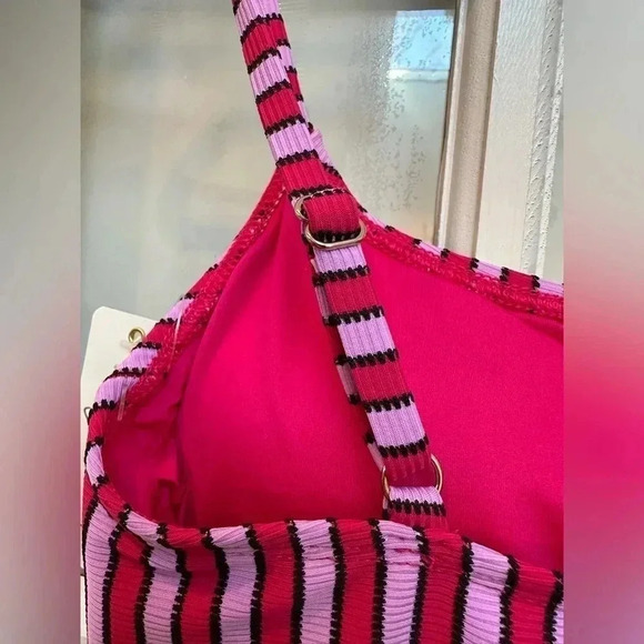 Anne Cole | Dark Pink & Lavender Stripe Tankini Swimsuit Top Size XS NWT Beach - Picture 6 of 10